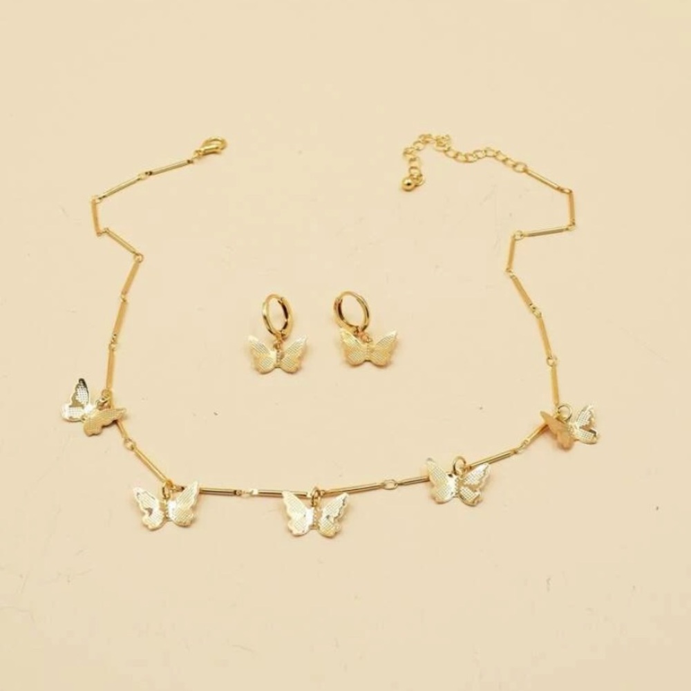 BOGO Butterfly Earrings Necklace Set Jewelry Cute